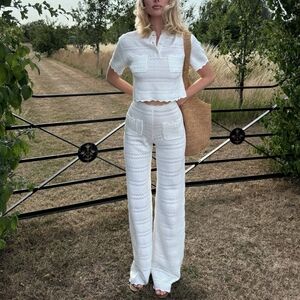 Helsa Kaitltn Scalloped Top And Pant in Ivory